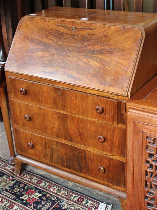 Art Deco walnut bureau